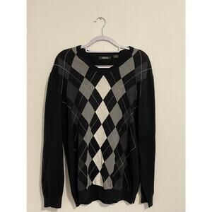 Men’s Claiborne Black & White Design Size Large Sweater